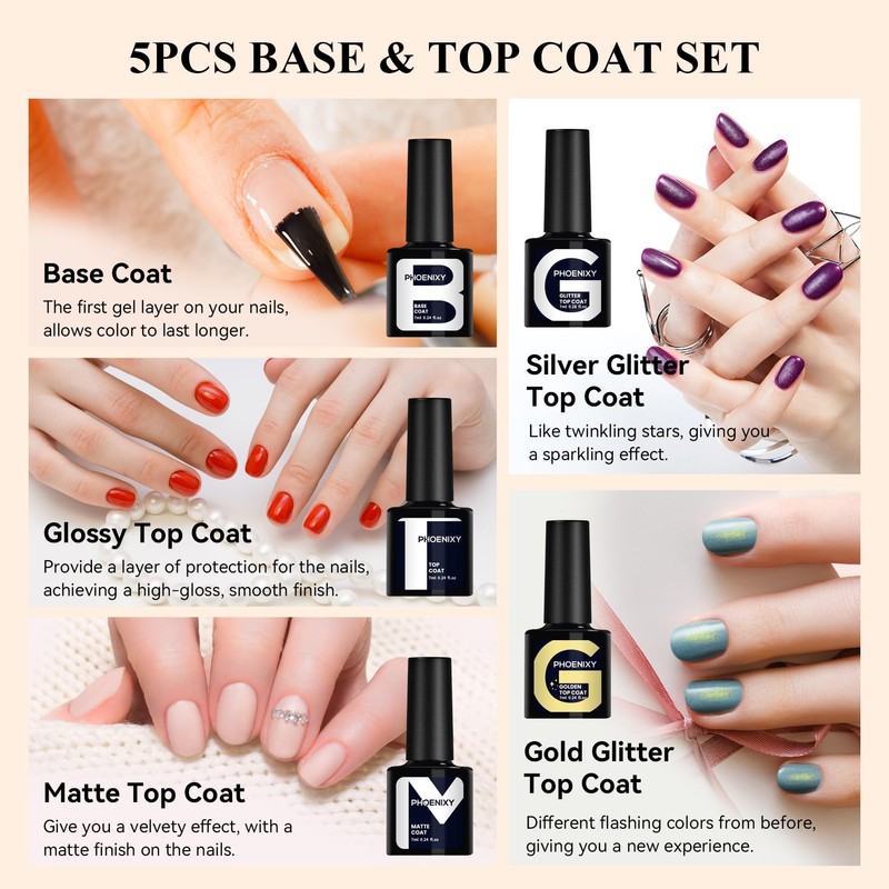 Phoenixy Gel Nail Polish 25+5 PCS Nail Polish Set with