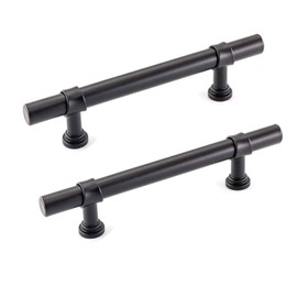 TopHomer 2PCS 96MM Cabinet Handles T Bar Drawer Pulls Zinc Alloy Kitchen Modern Cabinet Handles Matte Black Rustic Door Handles for Kitchen Door Bathroom Balconies Cupboard