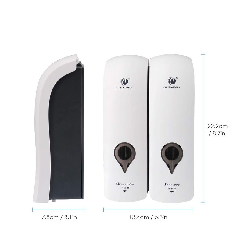 Decdeal Manual Soap Dispenser Double Head Bathroom Kitchen Hotel 300ml