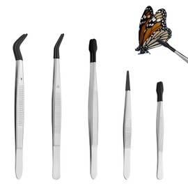 5-Piece Tweezers Set, Medical Tweezers Set, Entomology Tweezers Set, Stainless Steel Precision Instruments with Rubber Tip Tool for Entomology, Taxidermy and Finest Work