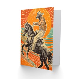 Artery8 Abstract Cowboy On Horse Sunset In West America Birthday Card