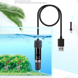 USB Fish Tank Heater, 10W Small Aquarium Heater with Thermostat, Mini Aquarium Heating Rod for Pet Drinking Waterer Horned Frogs Tanks for Salt Water and Freshwater