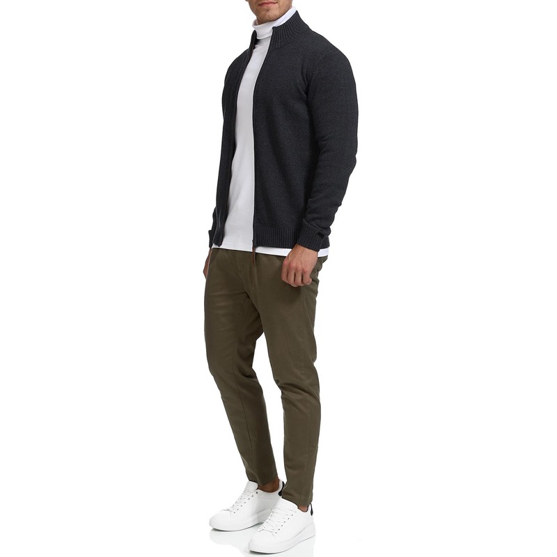 Indicode INLut Men's Cardigan with Stand-Up Collar and Zip |
