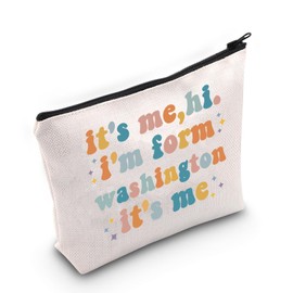 Generic Washington DC Gift Evergreen State Vacation Gift It's Me Hi I'm From Washington It's Me Cosmetic Bag (Washington), beige