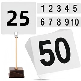 RJDJDLXM Table Numbers 1-50 Number Tags Place Cards Plastic Table Numbers Stand Plate Place Card Holder Numbers