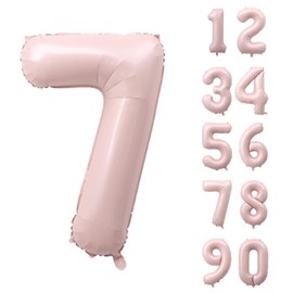 YFHVJTKO 40 Inch Number 7 Foil Baby Pink Balloons 7th Celebration Decorations for 7th Birthday Party Wedding Bridal Shower Engagement Photo Shoot Anniversary Decoration (Baby Pink, 7)