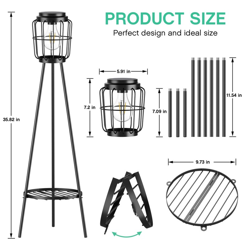 MXwcy Solar Lights Outdoor with LED Edison Bulbs, Solar Floor