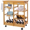 HomGarden Wood Rolling Kitchen Island Storage Cart Dining Trolley Microwave