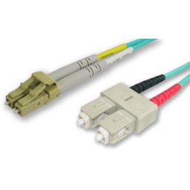 Lynn Electronics LCSC-10GIG-5M 50/125-10 Gig Aqua Duplex Multi-Mode Fiber Optic Patch Cable, LC-SC, 5 Meters in Length Aqua