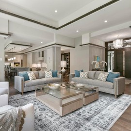 METSAVAIM 6x9 Area Rug | Vintage Rug for Bedroom - Ultra Soft Machine Washable Rug for Indoor & Outdoor Use - Traditional and Distressed Non Slip Rugs for Living Room - White Cream & Grey