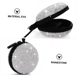 TEHAUX 1Pc Durable Shock Earphone Bag with Rhinestone Design Earphone Organizer for Travel Portable Storage for USB Cables Wireless Headsets Lightweight Easy to Carry High End Material
