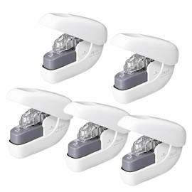 Plus No Needle Stapler Paper Clinch, White, Set of 5