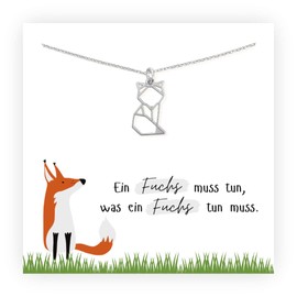 Edelschnitte Fox Love Necklace 925 Silver Fox Fox Chain Gift, Silver