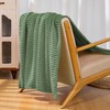 Vessia Flannel Fleece Throw Blanket, 300GSM Cozy Sage Green Striped