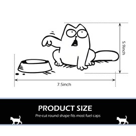 Dogary Gas Tank Stickers for Car, Funny Hungry Simon Cat Feed Me Fuel Tank Cover Sticker, PVC Waterproof Body Cartoon Decoration Decals, Suitable for Most Cars, Trucks and SUVs (Black #Left)