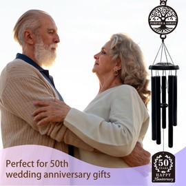 37'' 50th Anniversary Wind Chime Gifts,Golden Wedding Anniversary Presents,Happy 50th Wedding Anniversary Decorations for Parents,Couples,Husband,Wife,Friends (Tree of Life)