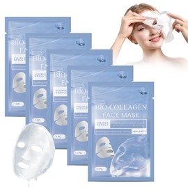 Collagen Firming Mask, 5 Stück Hydrating Anti-Ageing Face Masks Feuchtigkeitsspendende Hautreparaturmaske Kollagen Maske Gesicht Aufhellende Gesichtsmaske, Wash-Free Sleeping Mask Face Care