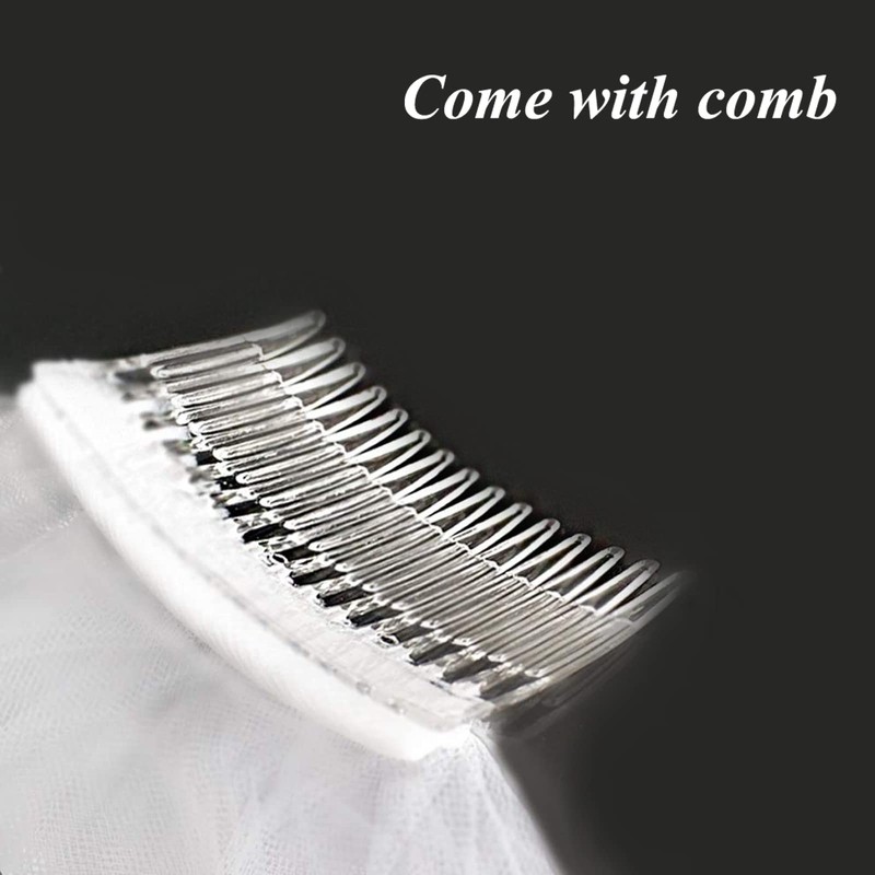 DEEDOCHY Wedding Veil,Bridal Veil,Veils for Women Wedding,2 Tiers White Bridal