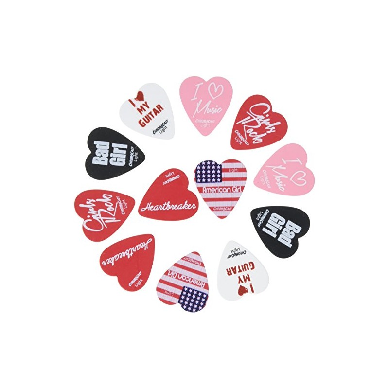 ChromaCast CC-HS-LT Heart Shaped Picks, Light, 12-Pack