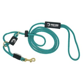 1/4" x 6' Teal Solid Braid English Slip Leash/Safety Strap Combo Leash - Made in USA