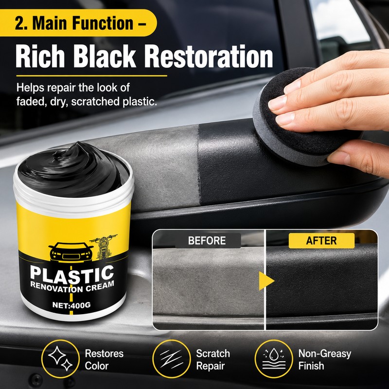 Car Plastic Restorer for Faded Trim – 400g Water-Based Renovator