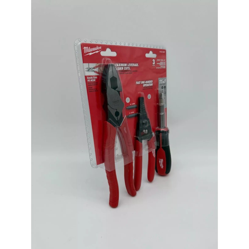 Milwaukee Lineman's Pliers Wire Stripper Screwdriver Hand Tool Kit 3