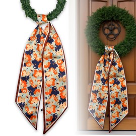 2 Pack Spring Fall Wreaths Sash for Front Door, Wreath Accessories, for Monogram Garland Ribbon, for Xmas Garland Decor Accessories Wedding Party Yard Indoor Outdoor Wall Cabinet Kitchen (G)