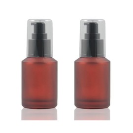 2PCS 60ml/2oz Wine Red Empty Glass Lotion Pump Bottles Dispenser with Pump Head Top Travel Sample Packing Cosmetic Makeup Container Storage for Lotion Emulsion Essence Massage Oil