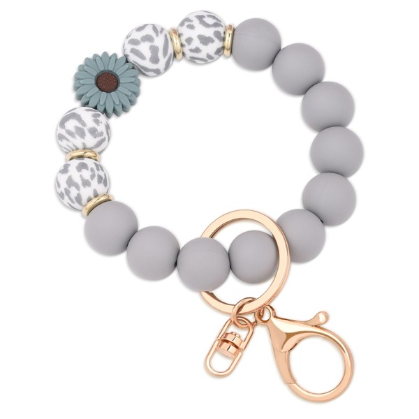 Donouzair Silicone Beaded Wristlet Keychain,Key Ring Bracelet Key Chain Cute