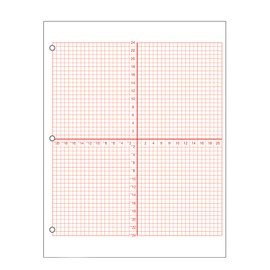Geyer Instructional Products - Numbered Axis Graph Paper, 4 Quadrant Grid With 3/16" Squares, Accentuated Axes, Double Sided, Red Lined, 500 Sheet Ream, Three Hole Punched