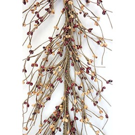 Evron International AR1956C-25 Primitive Pip Berry Garland in Mustard and Burgundy