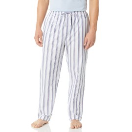 Nautica Men's Soft Woven 100% Cotton Elastic Waistband Sleep Pajama Pant, Bright White, Large