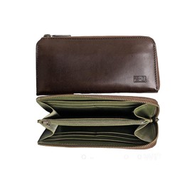 PLUS EIGHT ONE +81 Men's Genuine Tochigi Leather Long Wallet, Made in Japan, L-Shaped YKK Zipper, Large Capacity, Dark Brown