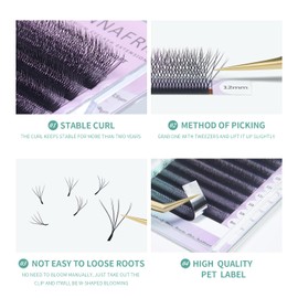 ANNAFRIS Eyelash Extension 2Tips 4D WW Lash Extension 0.07 C 8-15mm Mix Eyelash Premade Fan 4D Lashes Volume Eyelashes(2Tips-4DW 0.07C 8-15Mix)