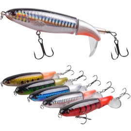 Topwater Fishing Lures for Bass, Whopper Lures Kit Plopping Fishing Lures Floating Swimbait Top Water Bass Lures Kit Rotating Tail Lures for Bass Catfish Pike Perch