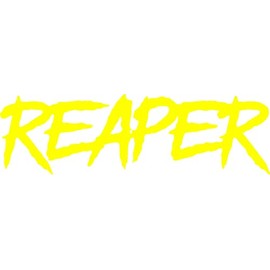 7.5 x 2.5 Reaper Grim Word Vinyl Decal Fun Bumper Sticker, Windows, Cars, Trucks, laptops, etc