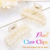 CAKURE Pearl Hair Clips White Medium Claw Clips Non Slip