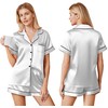 Ekouaer Couple Matching Pajamas Set Silk Satin Pjs Short Sleeve