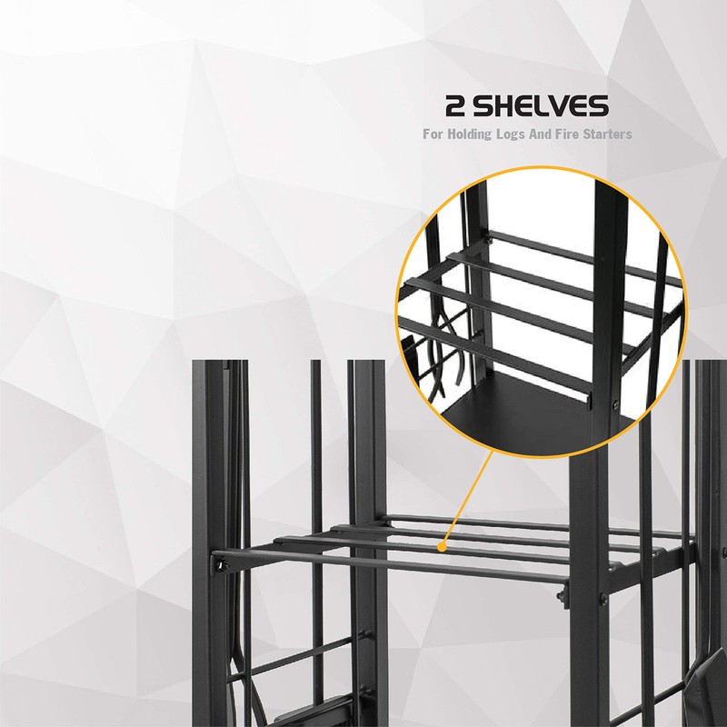 Olympia Tools 87-368 5-Piece Fireplace Tool Set with Log Rack