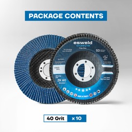 Flap Discs 4 1/2 x 7/8-Inch, 40 and 60 Grit Flap Sanding Discs 10 pcs, Zirconia Grinding Wheel for Stainless Steel (Blue, 4 1/2 x 7/8, 60)