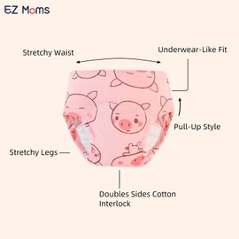 EZ Moms 6 Packs Absorption Toddler Training Underwear For Girls 3T Cotton Reusable Potty Training Underwear For Girls 3T Girl Underwear Potty Training Pants Toddler Potty Training Panties For Girls