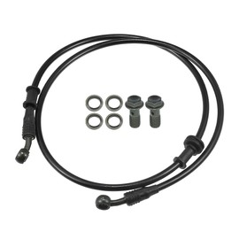 Partuto 1 Set 120cm 47.24" Universal Motorcycle Hydraulic Brake Oil Hose - for Motorcycles Dirt Bike Motocross 28 28 Degree Braided Cable Oil Line Pipe Durable - Stainless Steel Black