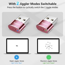 Auedrot USB Mouse Mover Jiggler Automatic Mouse Wiggler with 2 Jiggle Modes, Driver-Free, Plug & Play, Keep Computer/Laptop Awake, Rose Gold