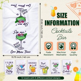 Macarrie 12 Pcs Funny Cocktail Kitchen Dish Towels Bar Towels for Drying Dishes Absorbent Tea Towels for Kitchen Bar Gift for Cocktail Lovers Cool Cocktail Bar Decor Christmas Birthday Party Favor