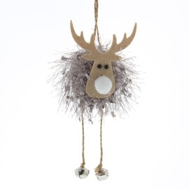 Festive Productions 8cm Hanging Fur Reindeer Christmas Decoration Xmas Tree Festive Décor
