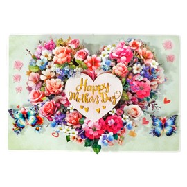 Cutpopup US8SD224DE Flowers Heart - Mother's Day Card, Birthday Card, Birthday Card for Women, Mother's Day Card, Birthday Cards (Happy MD - Flowers Heart)
