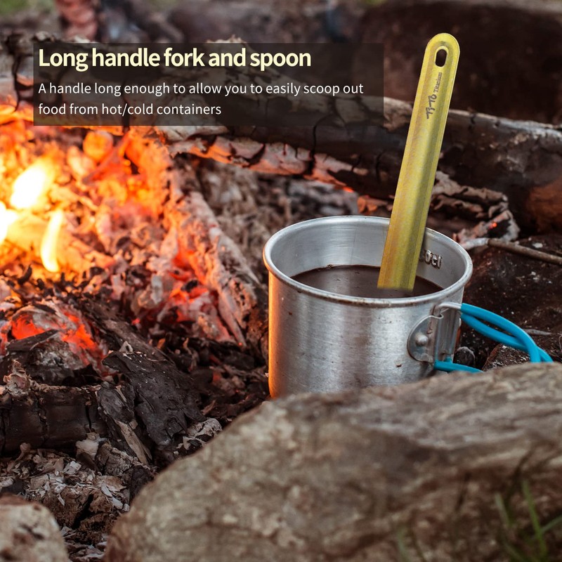 TiTo Titanium Spork Longhandle Outdoor Travel Spoon Fork Portable Flatware