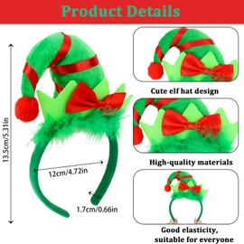 BAHABY Christmas Headbands for Women Elves Headband Holiday Elf Hair Band Christmas Hair Bands for Women's Hair