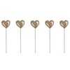 DARO DEKO Wooden Flower Stake Heart Natural Pack of 5