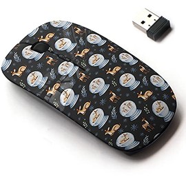 2.4G Wireless Mouse with Cute Pattern Design for All Laptops and Desktops with Nano Receiver - Cute Watercolor Deers
